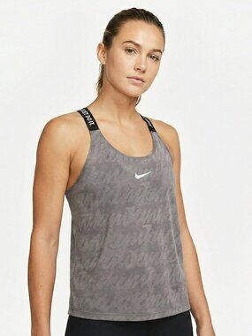 Nike Grey Elastika Dri-FIT Split Back Tank Top size Small